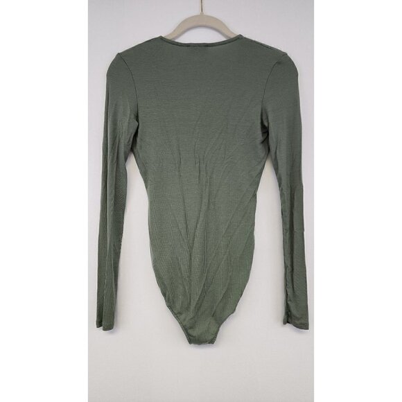Adriano Goldschmied AGjeans Lola Long Sleeve Deep V Neck Ribbed Bodysuit, XS - Picture 8 of 8